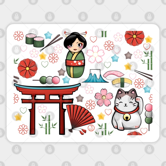 Myriade de Japonais - Plethora of kawaii Japanese motifs Sticker by SamInJapan